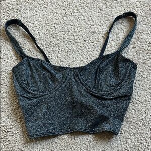 Gilly Hicks Black Glitter Crop Top